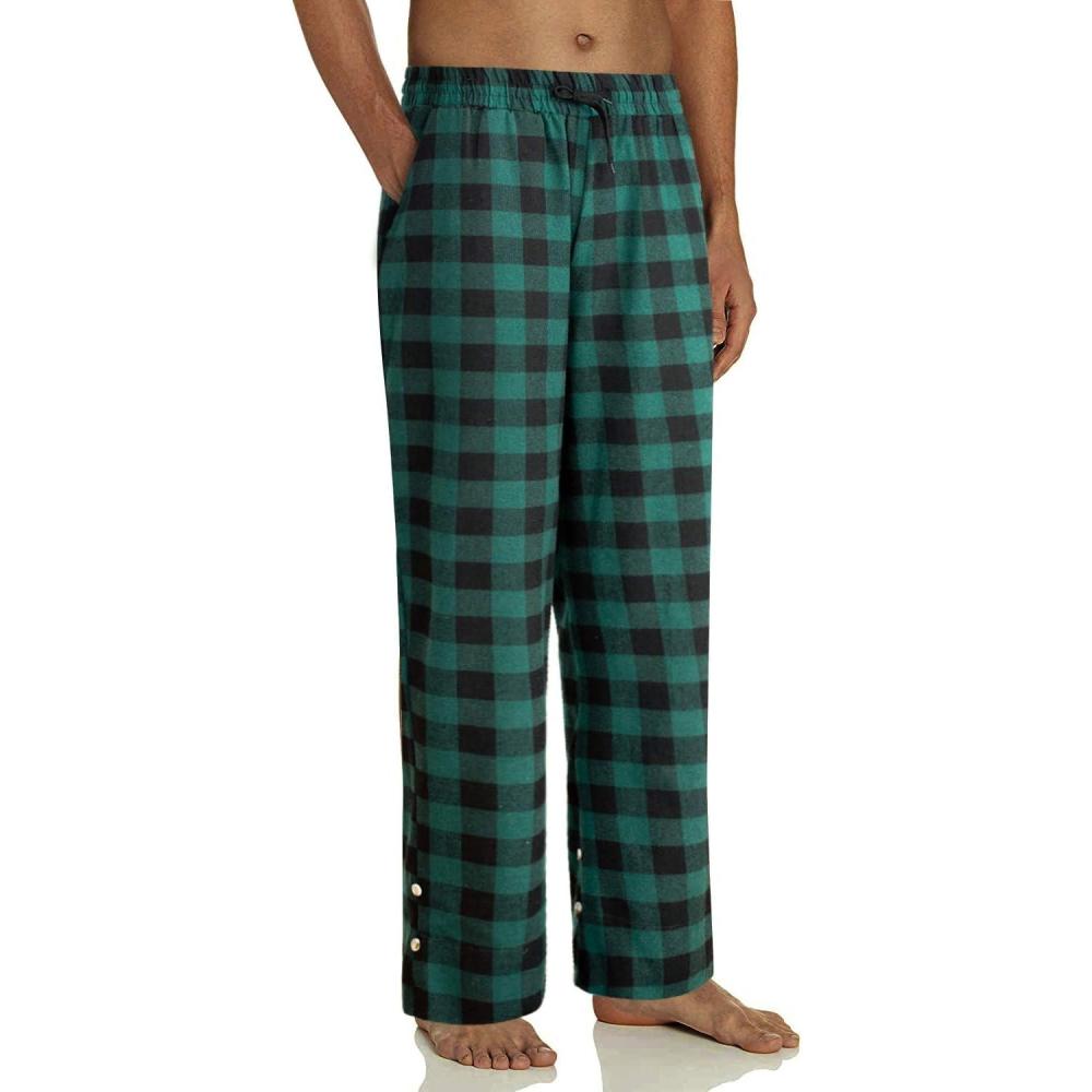 imageAlimens ampamp Gentle Mens Heavyweight Flannel Plaid Pajama Pants 100 Cotton Sleep Lounge PantGreen Black