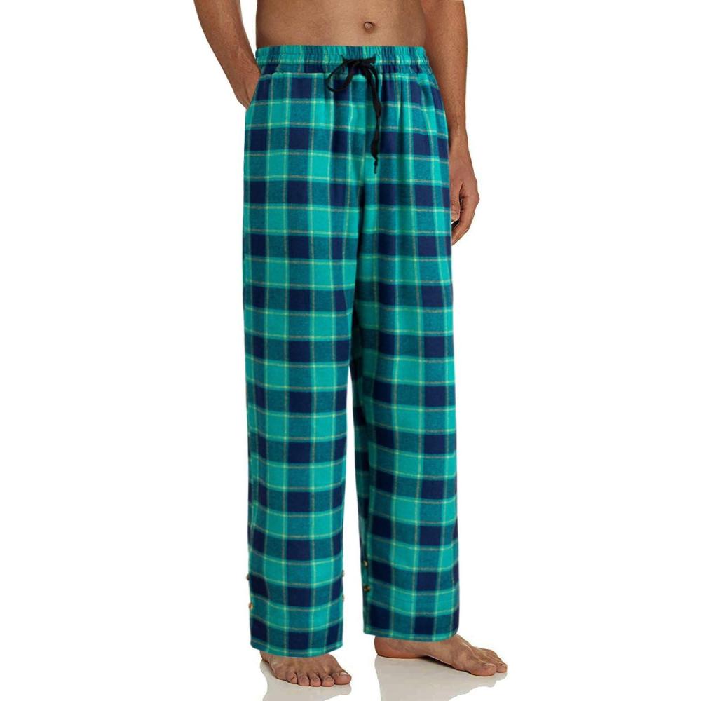 imageAlimens ampamp Gentle Mens Heavyweight Flannel Plaid Pajama Pants 100 Cotton Sleep Lounge PantGreen Navy
