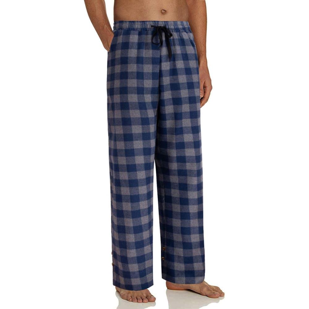 imageAlimens ampamp Gentle Mens Heavyweight Flannel Plaid Pajama Pants 100 Cotton Sleep Lounge PantGrey Navy