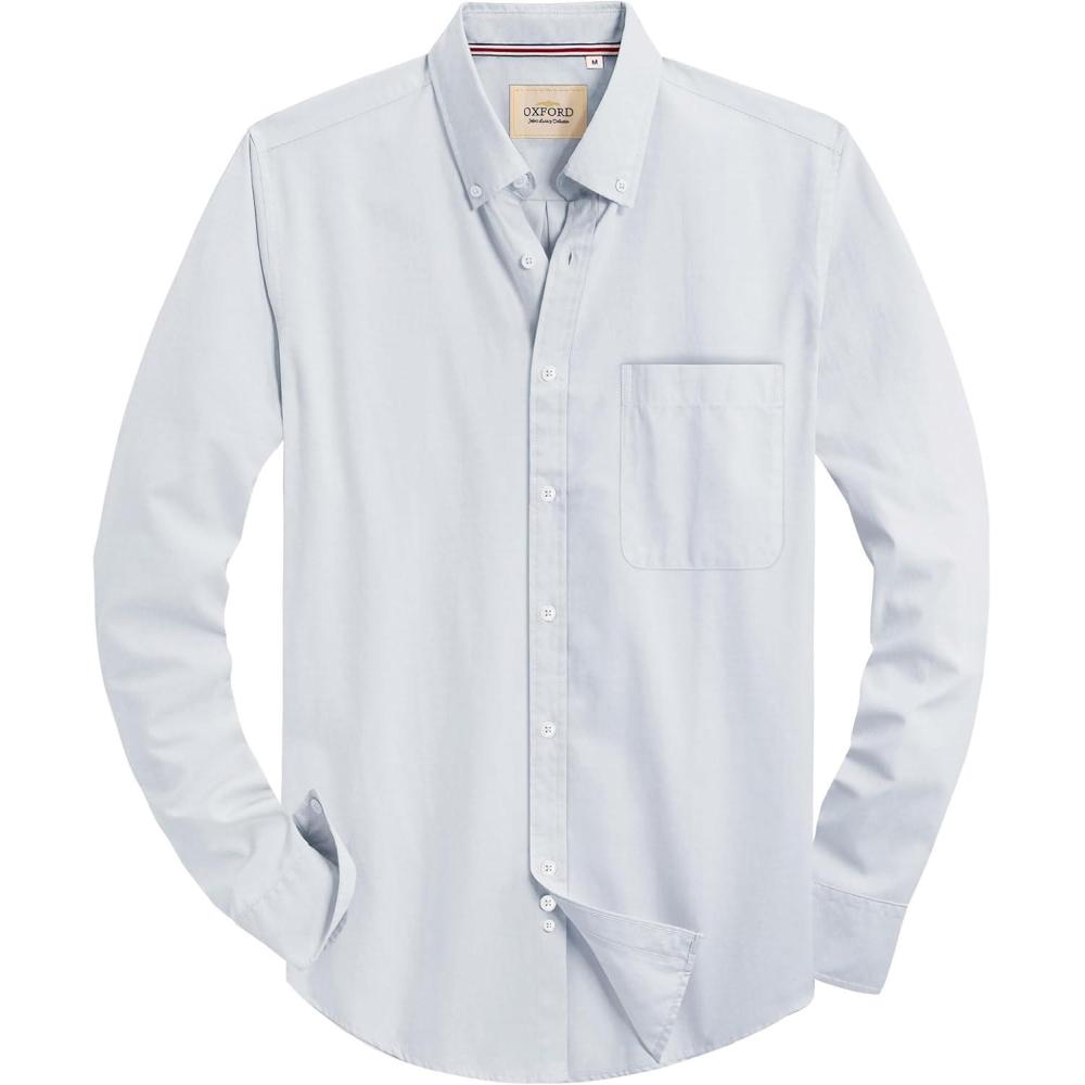 imageAlimens ampamp Gentle Mens Solid Oxford Shirt Long Sleeve Dress Shirt Work Casual Button Down Shirts with PocketAnthracite