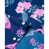 Alimens & Gentle Hawaiian Shirt for Men Summer Beach Casual Short Sleeve Button Down Shirts Printed Tropical Vacation Shirts(Navy Rosy)