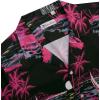 Alimens & Gentle Hawaiian Shirt for Men Summer Beach Casual Short Sleeve Button Down Shirts Printed Tropical Vacation Shirts(Rosy Black Beach)