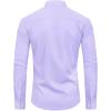 Alimens & Gentle Men’s Banded Collar Dress Shirts Wrinkle Free Long Sleeve Mandarin Collar Button Down Shirt(Lilac)