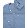 Alimens & Gentle Men’s Cotton Linen Shirts Long Sleeve Button Down Shirt Band Collar Beach Shirts(Blue Heaven)