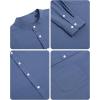 Alimens & Gentle Men’s Cotton Linen Shirts Long Sleeve Button Down Shirt Band Collar Beach Shirts(Blue Wing Teal)