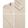 Alimens & Gentle Men’s Cotton Linen Shirts Long Sleeve Button Down Shirt Band Collar Beach Shirts(Cloud Cream)