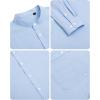 Alimens & Gentle Men’s Cotton Linen Shirts Long Sleeve Button Down Shirt Band Collar Beach Shirts(Cool Blue)