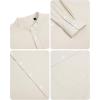 Alimens & Gentle Men’s Cotton Linen Shirts Long Sleeve Button Down Shirt Band Collar Beach Shirts(Creamy White)