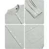 Alimens & Gentle Men’s Cotton Linen Shirts Long Sleeve Button Down Shirt Band Collar Beach Shirts(Grey)