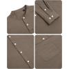 Alimens & Gentle Men’s Cotton Linen Shirts Long Sleeve Button Down Shirt Band Collar Beach Shirts(Khaki)