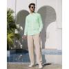 Alimens & Gentle Men’s Cotton Linen Shirts Long Sleeve Button Down Shirt Band Collar Beach Shirts(Mint)