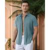 Alimens & Gentle Men’s Cuban Guayabera Shirts Cotton Linen Short Sleeve Button Down Shirts Casual Summer Beach Camp Shirt(Blue Heaven)