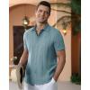 Alimens & Gentle Men’s Cuban Guayabera Shirts Cotton Linen Short Sleeve Button Down Shirts Casual Summer Beach Camp Shirt(Blue Heaven)