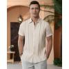Alimens & Gentle Men’s Cuban Guayabera Shirts Cotton Linen Short Sleeve Button Down Shirts Casual Summer Beach Camp Shirt(Creamy White)