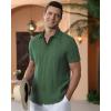 Alimens & Gentle Men’s Cuban Guayabera Shirts Cotton Linen Short Sleeve Button Down Shirts Casual Summer Beach Camp Shirt(Dark Green)