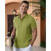 Alimens & Gentle Men’s Cuban Guayabera Shirts Cotton Linen Short Sleeve Button Down Shirts Casual Summer Beach Camp Shirt(Grass Green)