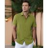 Alimens & Gentle Men’s Cuban Guayabera Shirts Cotton Linen Short Sleeve Button Down Shirts Casual Summer Beach Camp Shirt(Grass Green)
