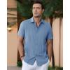 Alimens & Gentle Men’s Cuban Guayabera Shirts Cotton Linen Short Sleeve Button Down Shirts Casual Summer Beach Camp Shirt(Grayish Blue)