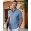 Alimens & Gentle Men’s Cuban Guayabera Shirts Cotton Linen Short Sleeve Button Down Shirts Casual Summer Beach Camp Shirt(Grayish Blue)