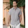 Alimens & Gentle Men’s Cuban Guayabera Shirts Cotton Linen Short Sleeve Button Down Shirts Casual Summer Beach Camp Shirt(Grey)
