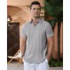 Alimens & Gentle Men’s Cuban Guayabera Shirts Cotton Linen Short Sleeve Button Down Shirts Casual Summer Beach Camp Shirt(Grey)