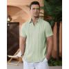 Alimens & Gentle Men’s Cuban Guayabera Shirts Cotton Linen Short Sleeve Button Down Shirts Casual Summer Beach Camp Shirt(Mint Green)
