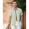 Alimens & Gentle Men’s Cuban Guayabera Shirts Cotton Linen Short Sleeve Button Down Shirts Casual Summer Beach Camp Shirt(Mint Green)