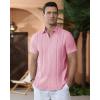 Alimens & Gentle Men’s Cuban Guayabera Shirts Cotton Linen Short Sleeve Button Down Shirts Casual Summer Beach Camp Shirt(Pale Pink)
