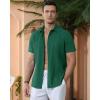 Alimens & Gentle Men’s Cuban Guayabera Shirts Cotton Linen Short Sleeve Button Down Shirts Casual Summer Beach Camp Shirt(Teal Green)