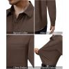 Alimens & Gentle Mens Dress Shirts 4-Way Stretch Long Sleeve Collared Casual Solid Wedding Dating Button Down Shirt(Dark Khaki)