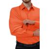 Alimens & Gentle Mens Dress Shirts 4-Way Stretch Long Sleeve Collared Casual Solid Wedding Dating Button Down Shirt(Orange)