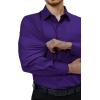 Alimens & Gentle Mens Dress Shirts 4-Way Stretch Long Sleeve Collared Casual Solid Wedding Dating Button Down Shirt(Purple)