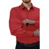 Alimens & Gentle Mens Dress Shirts 4-Way Stretch Long Sleeve Collared Casual Solid Wedding Dating Button Down Shirt(Red)