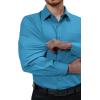 Alimens & Gentle Mens Dress Shirts 4-Way Stretch Long Sleeve Collared Casual Solid Wedding Dating Button Down Shirt(Teal)