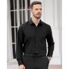 Alimens & Gentle Men’s Dress Shirts Long Sleeve Wrinkle Free Stretch Business Casual Wedding Button Down Shirt(Black)