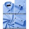 Alimens & Gentle Men’s Dress Shirts Long Sleeve Wrinkle Free Stretch Business Casual Wedding Button Down Shirt(Blue)