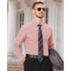 Alimens & Gentle Men’s Dress Shirts Long Sleeve Wrinkle Free Stretch Business Casual Wedding Button Down Shirt(Coral)