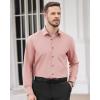 Alimens & Gentle Men’s Dress Shirts Long Sleeve Wrinkle Free Stretch Business Casual Wedding Button Down Shirt(Coral)
