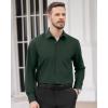 Alimens & Gentle Men’s Dress Shirts Long Sleeve Wrinkle Free Stretch Business Casual Wedding Button Down Shirt(Dark Green)
