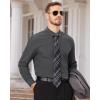 Alimens & Gentle Men’s Dress Shirts Long Sleeve Wrinkle Free Stretch Business Casual Wedding Button Down Shirt(Dark Grey)