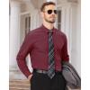 Alimens & Gentle Men’s Dress Shirts Long Sleeve Wrinkle Free Stretch Business Casual Wedding Button Down Shirt(Dark Red)
