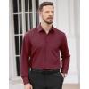 Alimens & Gentle Men’s Dress Shirts Long Sleeve Wrinkle Free Stretch Business Casual Wedding Button Down Shirt(Dark Red)