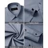 Alimens & Gentle Men’s Dress Shirts Long Sleeve Wrinkle Free Stretch Business Casual Wedding Button Down Shirt(Grey)