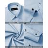 Alimens & Gentle Men’s Dress Shirts Long Sleeve Wrinkle Free Stretch Business Casual Wedding Button Down Shirt(Light Blue)