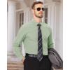 Alimens & Gentle Men’s Dress Shirts Long Sleeve Wrinkle Free Stretch Business Casual Wedding Button Down Shirt(Light Green)