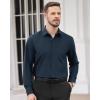 Alimens & Gentle Men’s Dress Shirts Long Sleeve Wrinkle Free Stretch Business Casual Wedding Button Down Shirt(Navy Blue)