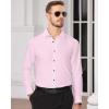 Alimens & Gentle Men’s Dress Shirts Long Sleeve Wrinkle Free Stretch Business Casual Wedding Button Down Shirt(Pink)