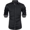 Alimens & Gentle Men’s Dress Shirts Long Sleeve Wrinkle-Free Business Casual Button Down Shirt(Black)