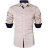 Alimens & Gentle Men’s Dress Shirts Long Sleeve Wrinkle-Free Business Casual Button Down Shirt(Tan)