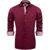 Alimens & Gentle Men’s Dress Shirts Long Sleeve Wrinkle-Free Business Casual Button Down Shirt(Wine Red)